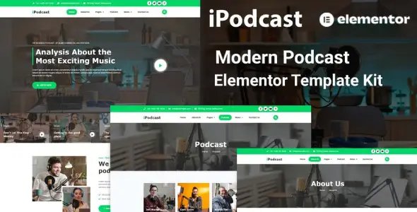 iPodcast – Modern Podcast Elementor Template Kit