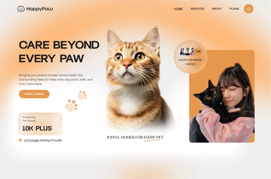HappyPaw pet care website design